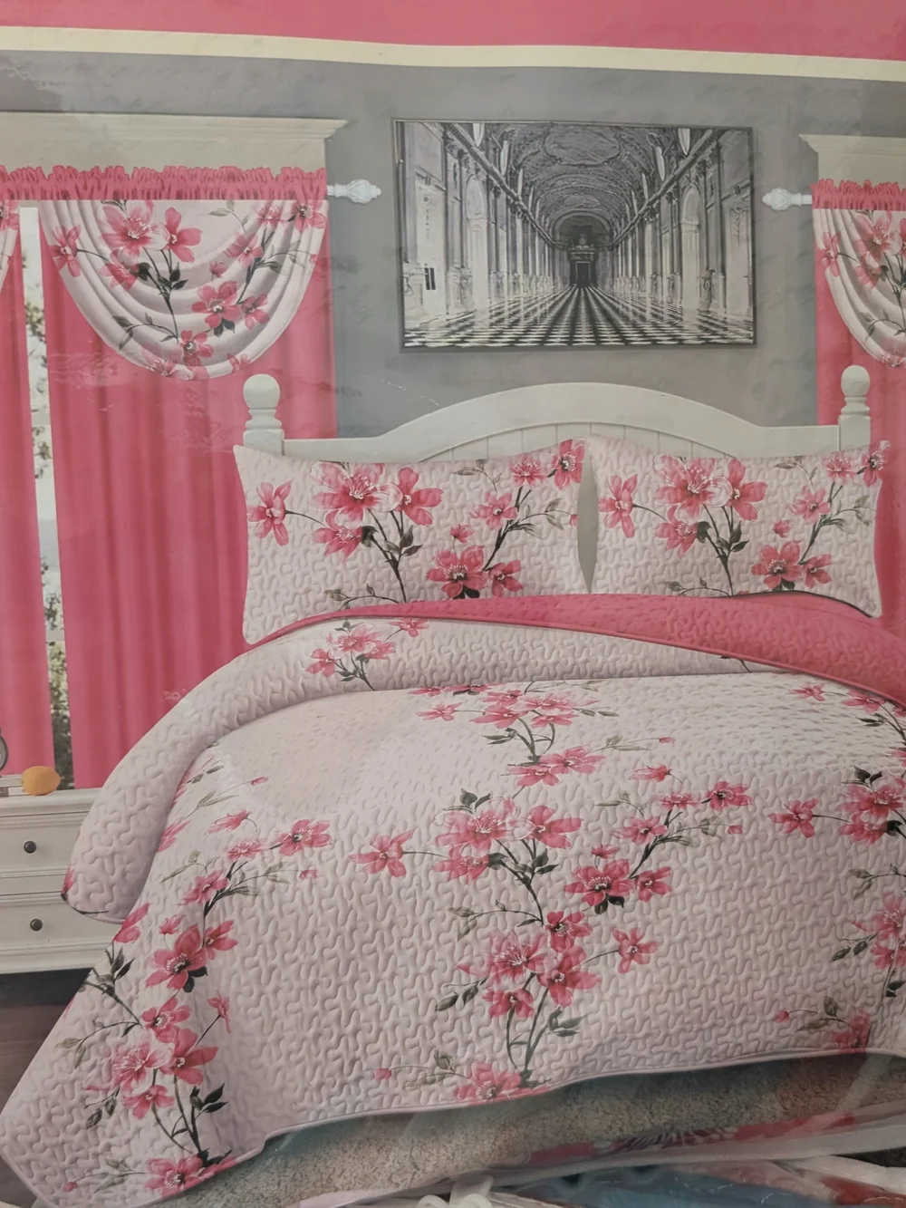 Pink Floral Quilt Set - Elegant Home Bedding